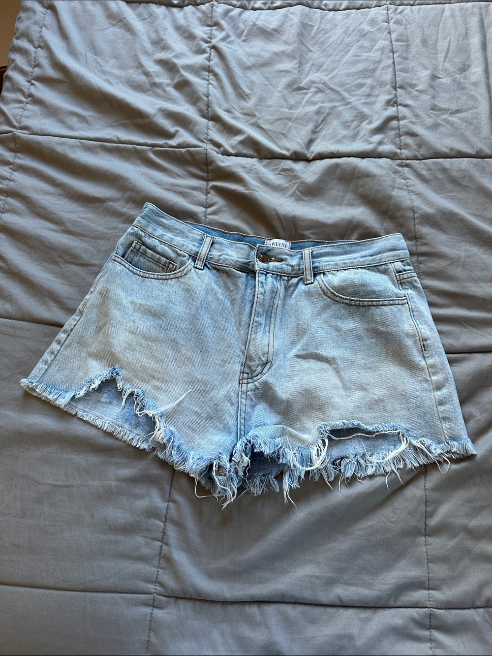 Frayed Hem Light Blue Denim Jean Shorts